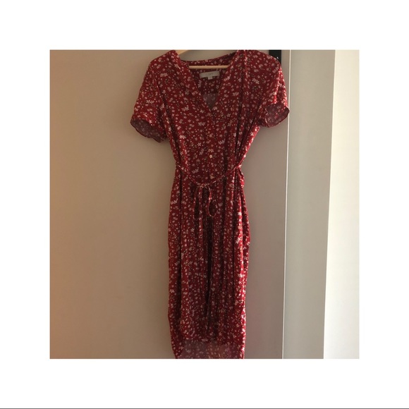 Loft floral button down dress with belt - Picture 4 of 4